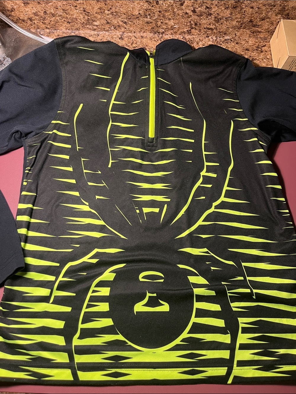 Boys Black and Neon Green Half-Zip Athletic Hoodie